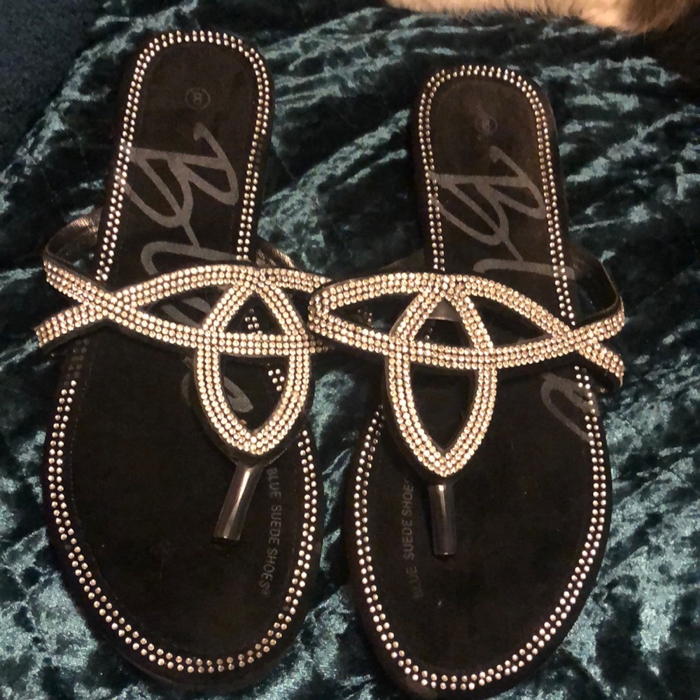 Black with silver jeweled sandals